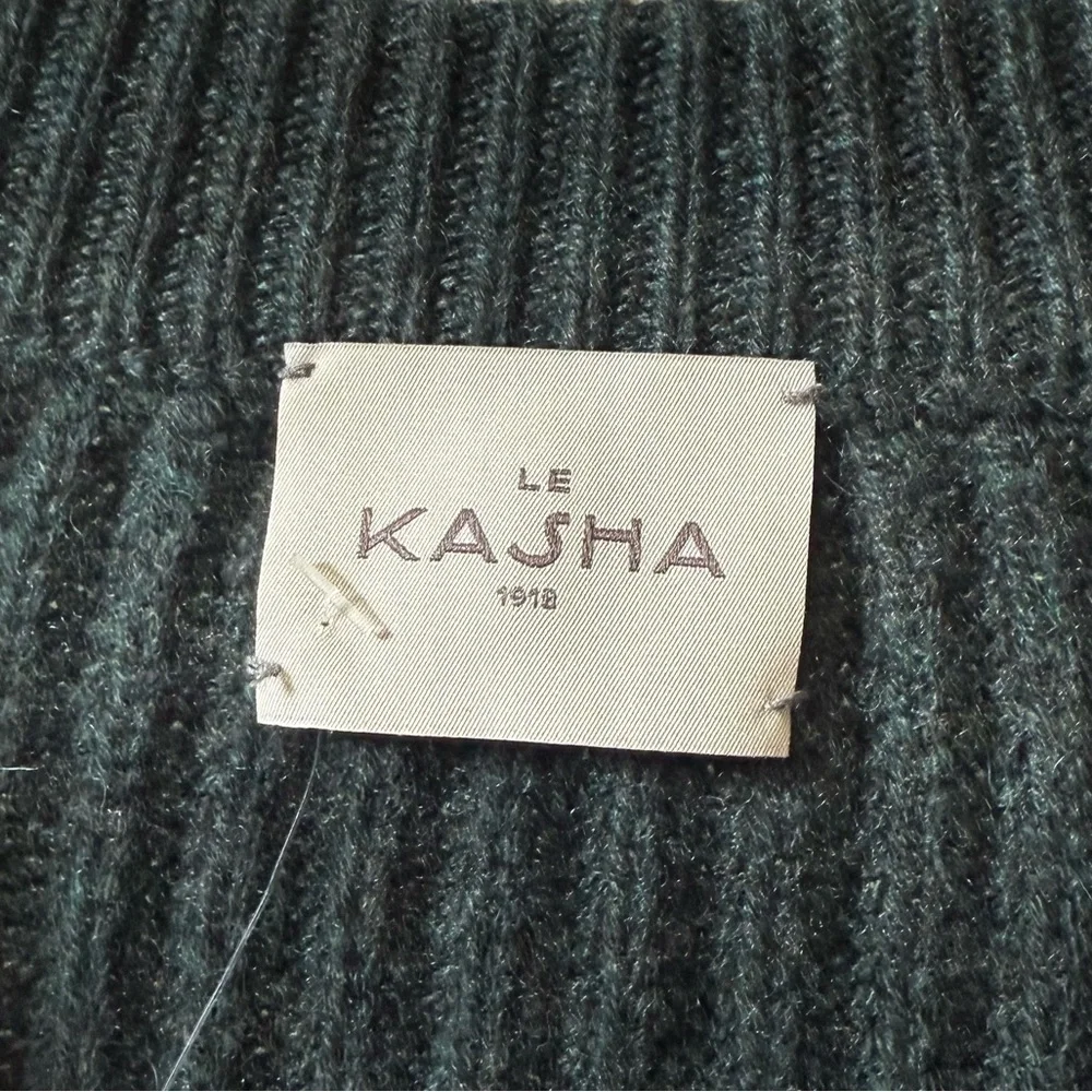 LE KASHA Monaco Cashmere Cropped Ribbed Button Cardigan Green One Size